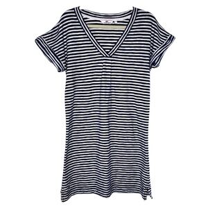 Vineyard Vines Knit Blue White Striped V-Neck Cotton Tee Shirt Dress